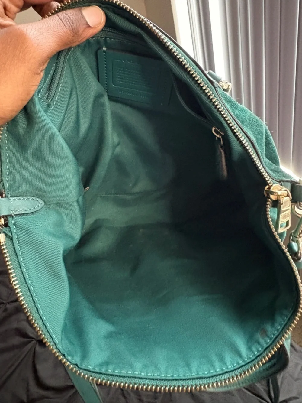 Coach Leather and Suede Satchel Handbag in Green - Picture 6 of 7